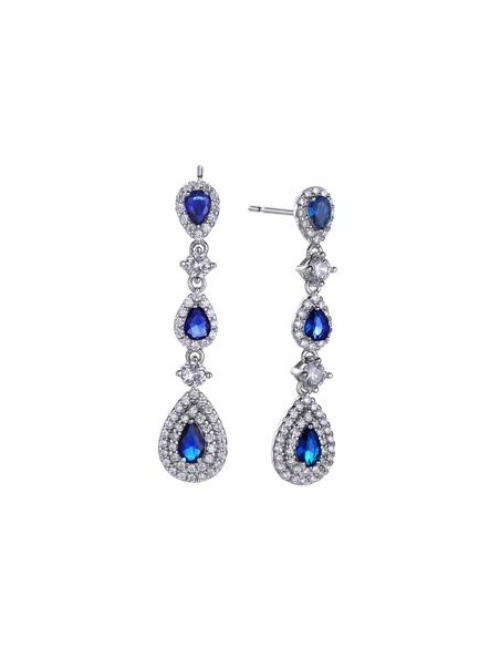 PENDIENTES SPOSATA GOTAS CIRCONITA  AZUL ZAFIRO