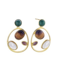 PENDIENTES P.DURAN OVAL GAUDI CON PIEDRA NATURALE