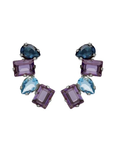 PENDIENTES V.CRUZ CRISTAL MORADO CON RODIO