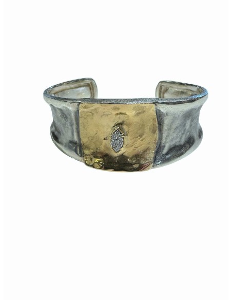 BRAZALETE PLATA Y ORO CON DIAMANTES