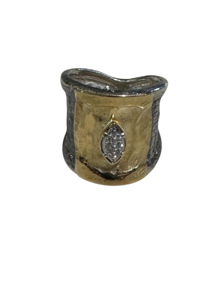 SORTIJA PLATA Y ORO CON DIAMANTES