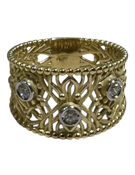 SORTIJA ORO AMARILLO CON DIAMANTES LABRADA