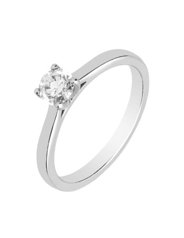 SOLITARIO ORO BLANCO Y DIAMANTE TALLA BRILLANTE