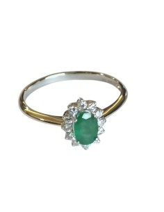 SORTIJA ROSETA ESMERALDA CON DIAMANTES