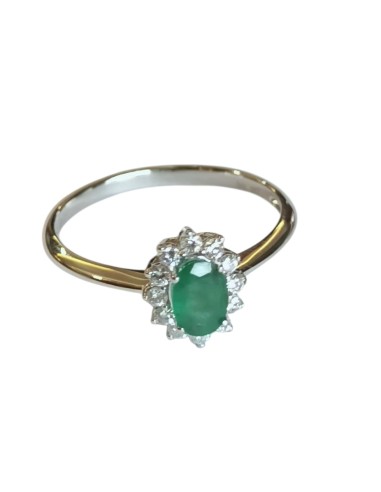 SORTIJA ROSETA ESMERALDA CON DIAMANTES