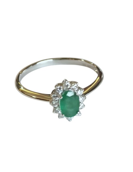 SORTIJA ROSETA ESMERALDA CON DIAMANTES