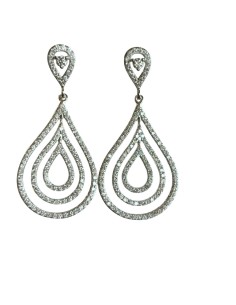 PENDIENTE OR.BLANCO Y DIAMANTES LARGOS LÁGRIMA