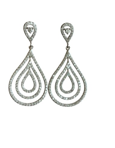 PENDIENTE OR.BLANCO Y DIAMANTES LARGOS LÁGRIMA