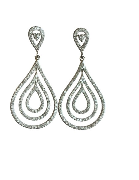 PENDIENTE OR.BLANCO Y DIAMANTES LARGOS LÁGRIMA