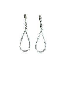 PENDIENTES ORO BLANCO GOTA  CON DIAMANTES