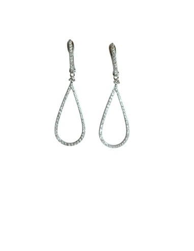 PENDIENTES ORO BLANCO GOTA  CON DIAMANTES