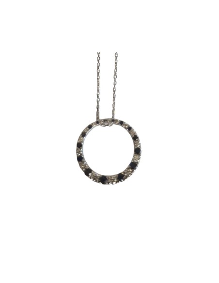 COLGANTE ORO BLANCO CON DIAMANTES Y ZAFIROS 