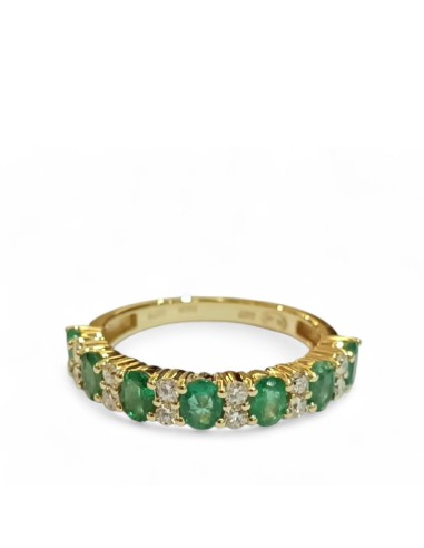 SORTIJA ORO AMARILLO CON ESMERALDAS Y DIAMANTES