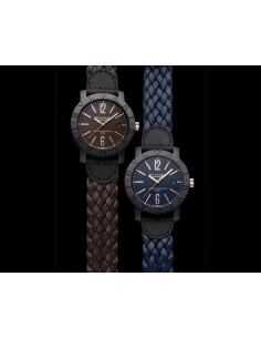 CORREA BVLGARI NEGRA TRENZADA DE PIEL