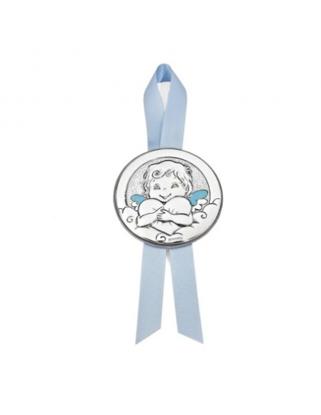 MEDALLA CUNA DOBLE ANGEL AZUL