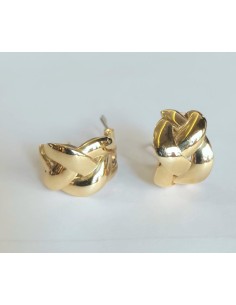 PENDIENTE ARO ORO TRENZADO CON OMEGA