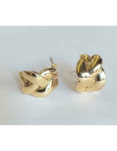 PENDIENTE ARO ORO TRENZADO CON OMEGA