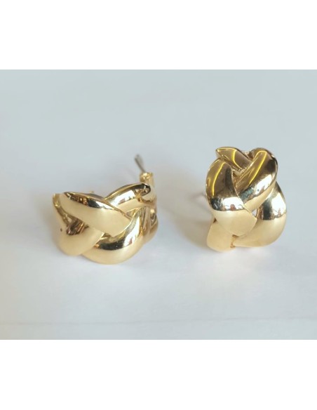 PENDIENTE ARO ORO TRENZADO CON OMEGA