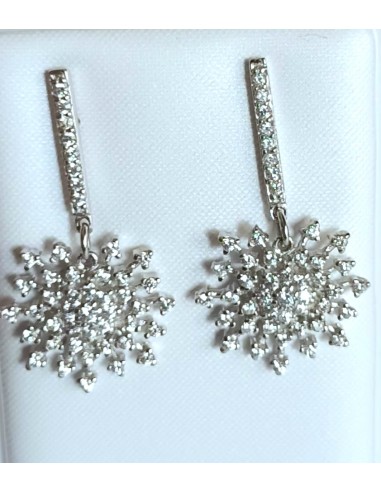 PENDIENTES ORO BLANCO LARGO CON ESTRELLA NIEVE