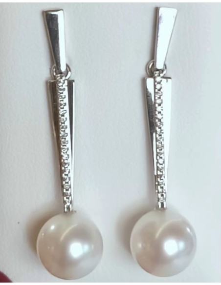 PENDIENTES ORO CON PERLA Y BRILLANTES