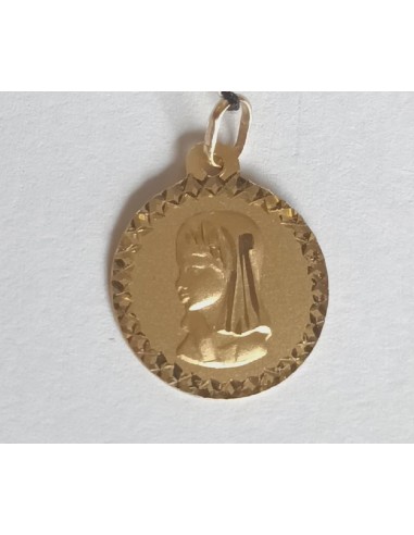 MEDALLA ORO VIRGEN NIÑA MATE BISEL TALLADO