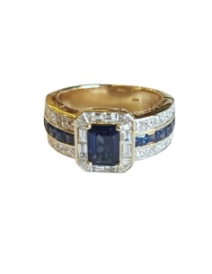 SORTIJA ORO, DIAMANTES Y ZAFIROS