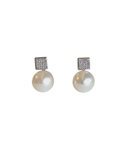 PENDIENTES ORO CON PERLA AUSTRALIANA Y DIAMANTE