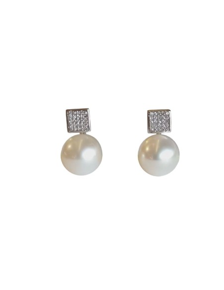 PENDIENTES ORO CON PERLA AUSTRALIANA Y DIAMANTE