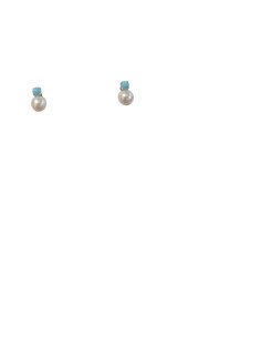 PENDIENTES ORO  TU Y YO PERLA Y TURQUESA 