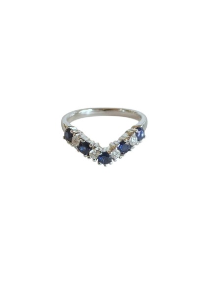SORTIJA ORO CON DIAMANTES Y ZAFIROS