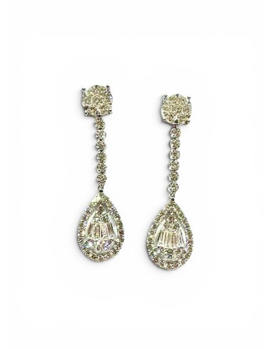 PENDIENTES ORO BLANCO Y BRTES LARGOS