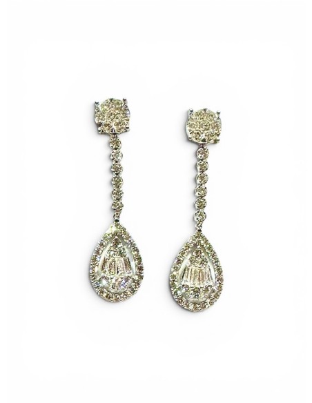 PENDIENTES ORO BLANCO Y BRTES LARGOS
