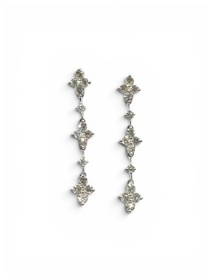 PENDIENTES ORO BLANCO Y BRILLANTES LARGOS ESTRELLA