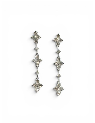PENDIENTES ORO BLANCO Y BRILLANTES LARGOS ESTRELLA