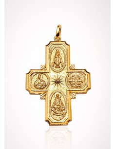 CRUZ DE LOS 4 MOTIVOS PLATA CHAPADA EN ORO