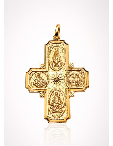 CRUZ DE LOS 4 MOTIVOS PLATA CHAPADA EN ORO