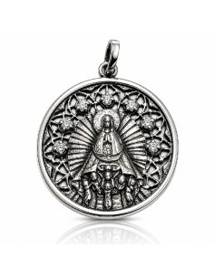 MEDALLA PLATA VIRGEN DE LA MONTAÑA CON CIRCONITAS