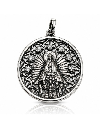 MEDALLA PLATA  VIRGEN DE MONTAÑA CON CIRCONITAS