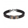 PULSERA PLATA DE PALO WOMAN CUERO PLATA Y CIRCON